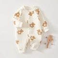 Thick Cotton Newborn Jumpsuit Cute Bear Romper Infant Crawling Clothes Winter Long Sleeved Bodysuit Boy Girl Kids Onesie Pajamas