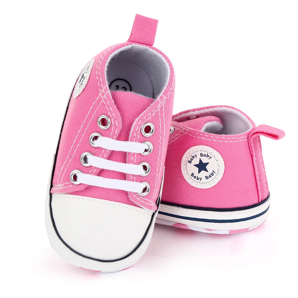 New Baby Shoes Boys Girls Classic Canvas Casual Sneakers Spring Newborn First Walker Toddler Soft Sole Non-Slip Walking Shoes